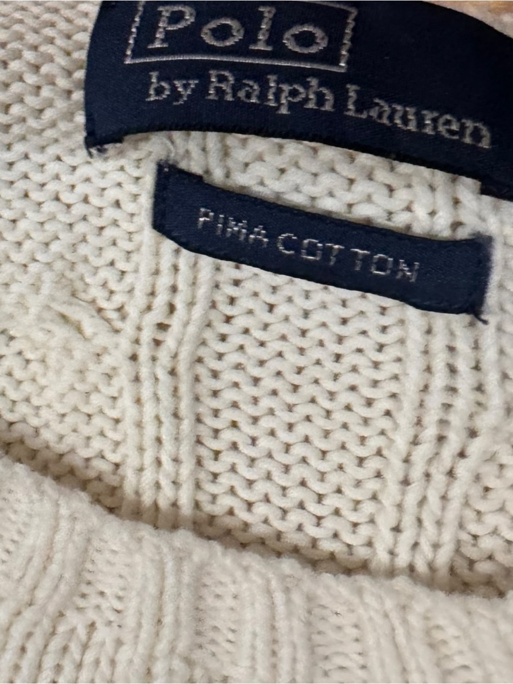 Ralph Lauren Cream Cable-Knit Crewneck Sweater - Women's Sz S - Picture 4 of 4